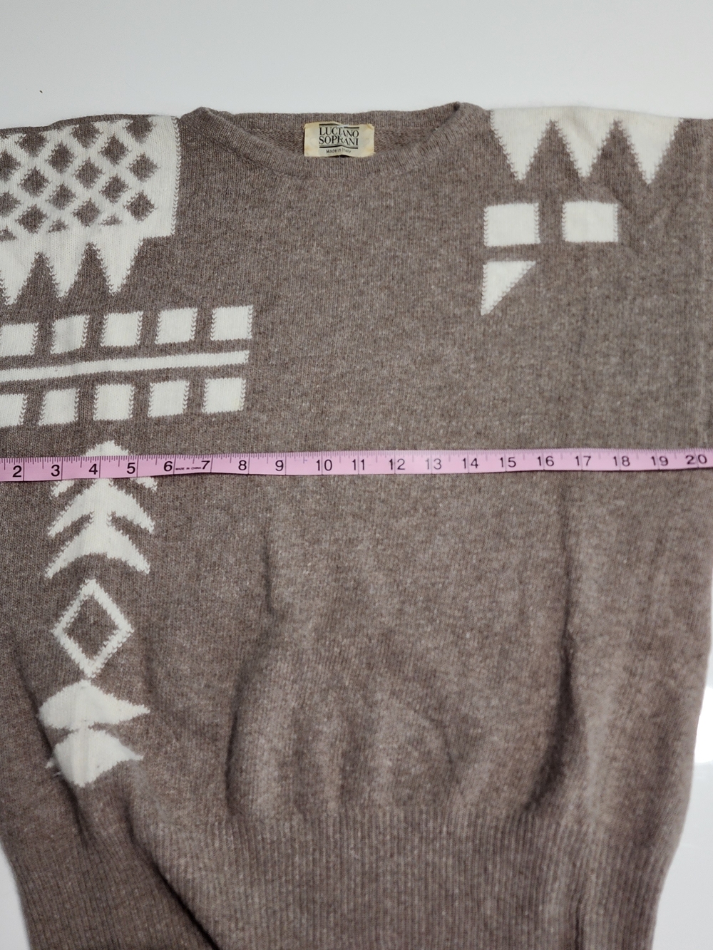Vintage Luciano Soprani Wool Blend Geometric Sweater Made in Italy Size 42 - Picture 7 of 14